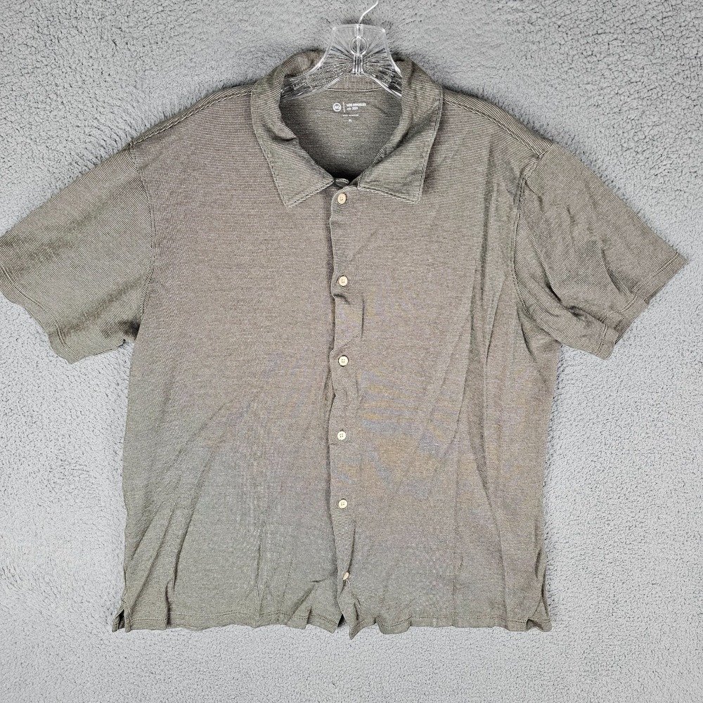 AG Adriano Goldschmied Shirt Mens XL Brown Short Sleeve Button Up Knit Casual